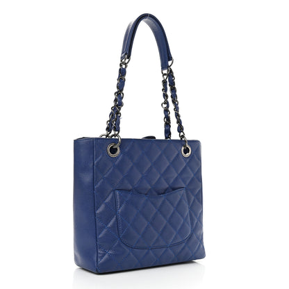 Chanel Caviar Quilted Petit Shopping Tote PST Blue 3 of 12