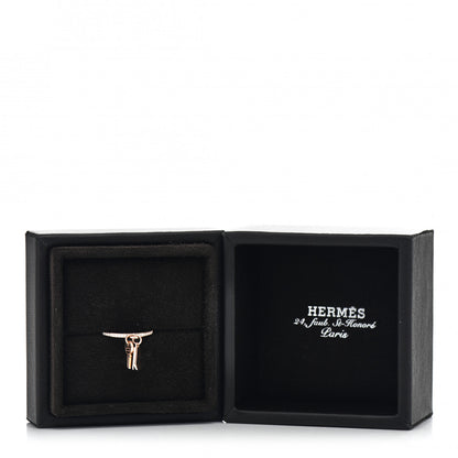 Hermes 18K Rose Gold Diamond Kelly Clochette Ring 50 5.25 5 of 5