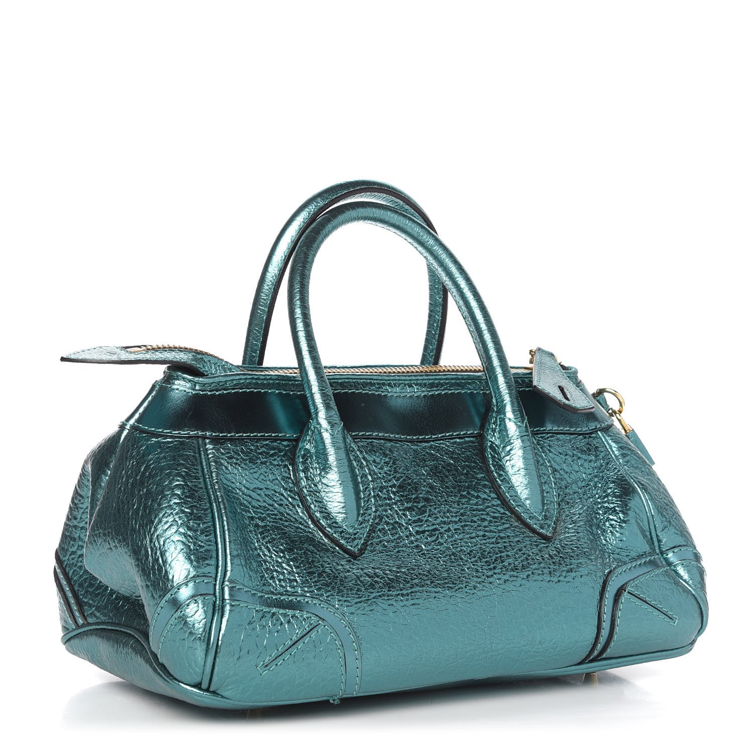 Burberry Metallic Calfskin Blaze Satchel Petrol Blue 3 of 12