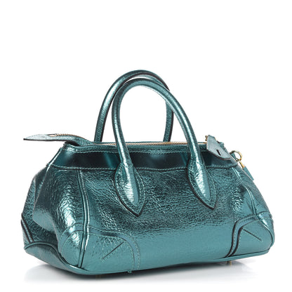 Burberry Metallic Calfskin Blaze Satchel Petrol Blue 3 of 12