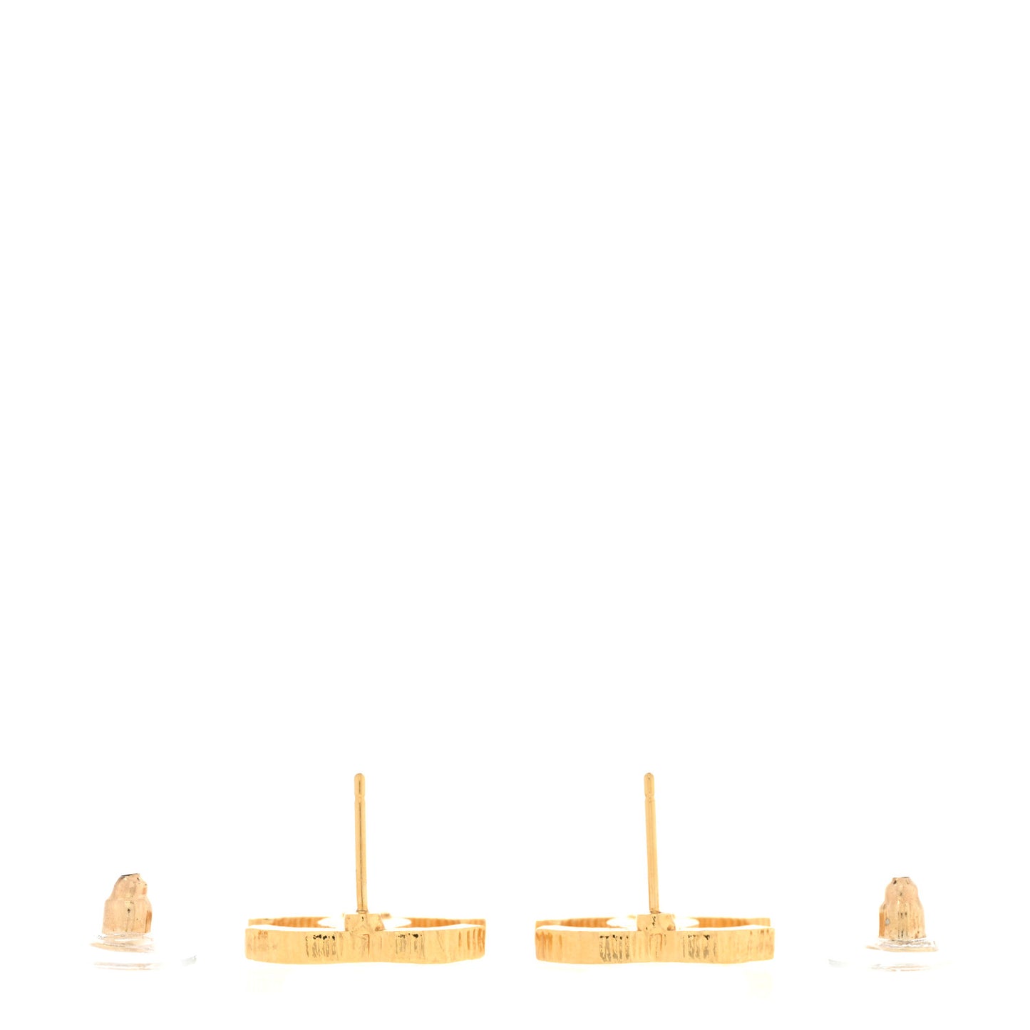 Metal Textured CC Earrings Gold