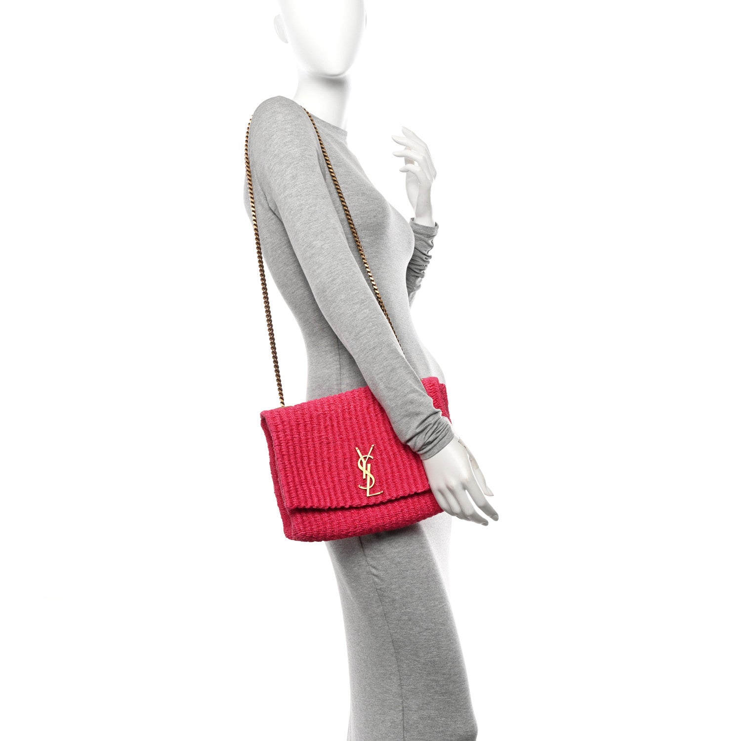 Saint Laurent Raffia Medium Monogram Kate Satchel Pink 3 of 11