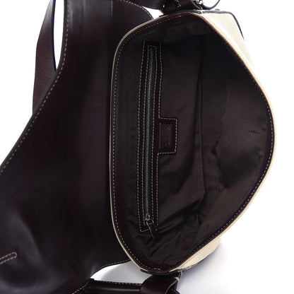 Fendi Canvas Calfskin Flap Bag Panna Caffe 5 of 9