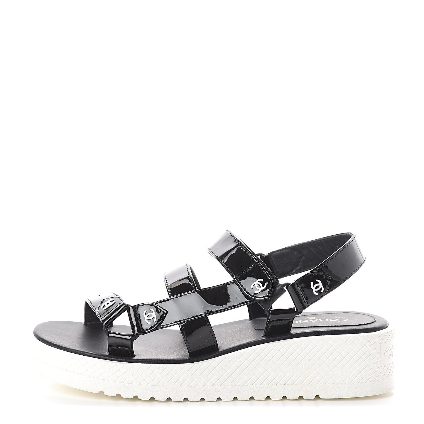Patent CC Platform Sandals 38 Black