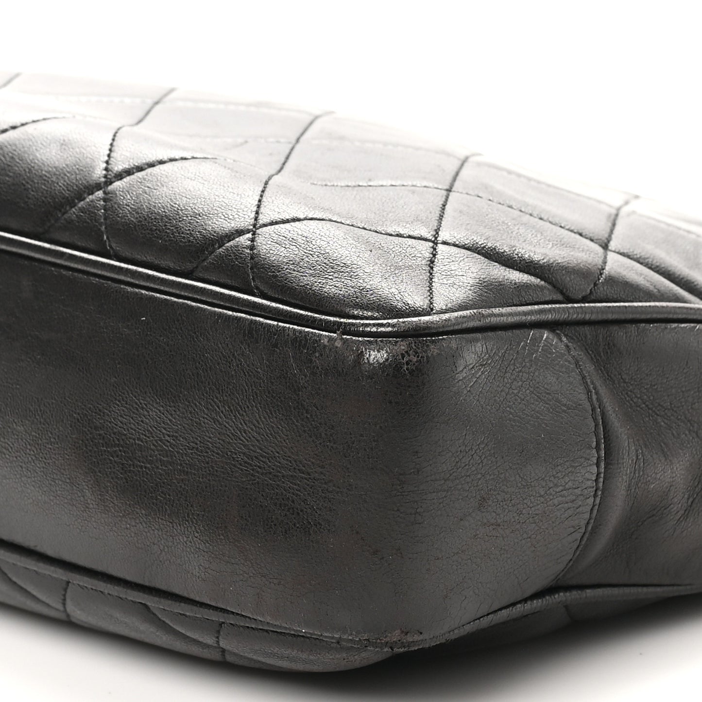 Lambskin Quilted Shopping Tote Dark Brown