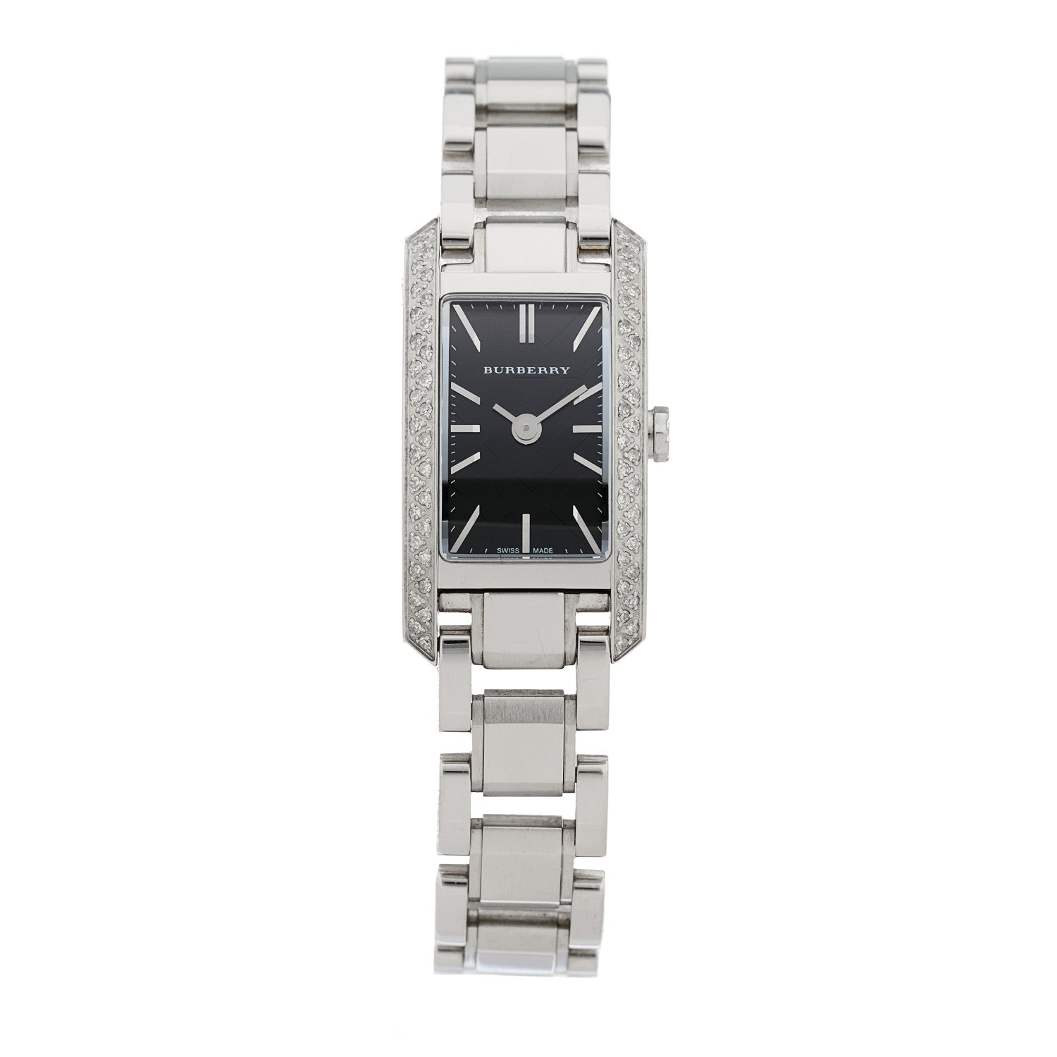 Burberry Stainless Steel Diamond Bezel 17mm Pioneer Quartz Watch Black BU9604 1 of 5