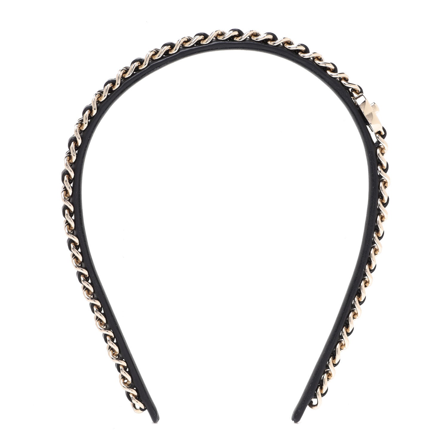Chanel Metal Lambskin CC Turnlock Chain Headband Gold Black 1 of 5