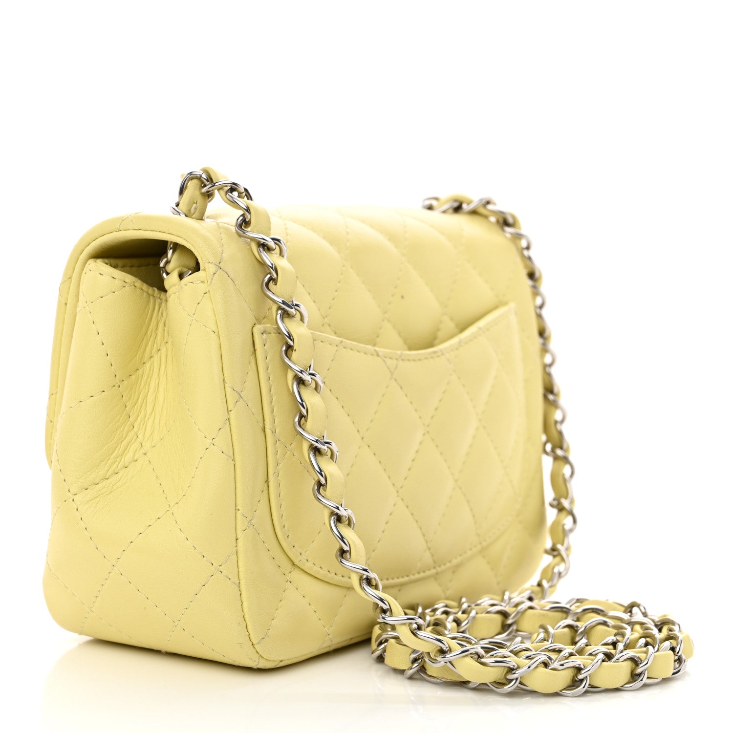 Chanel Lambskin Quilted Mini Square Flap Light Yellow 3 of 14