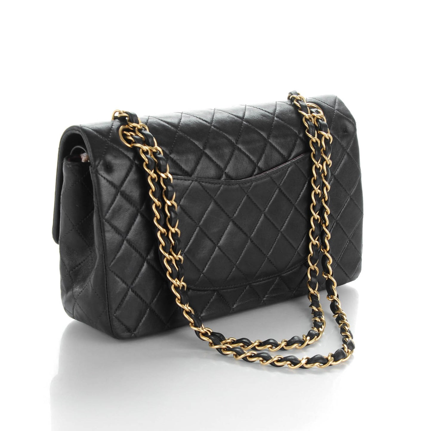 Lambskin Quilted Medium Double Flap Navy