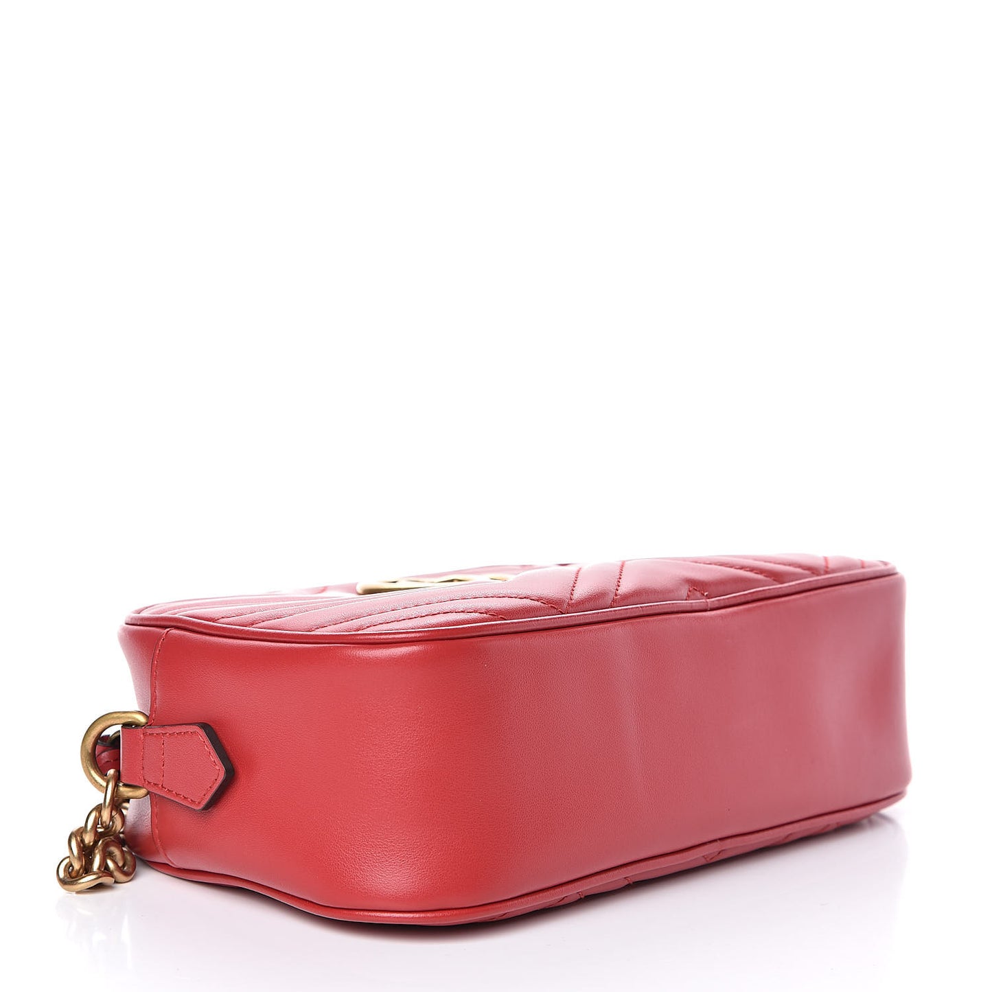 Calfskin Matelasse Small GG Marmont Chain Shoulder Bag Hibiscus Red