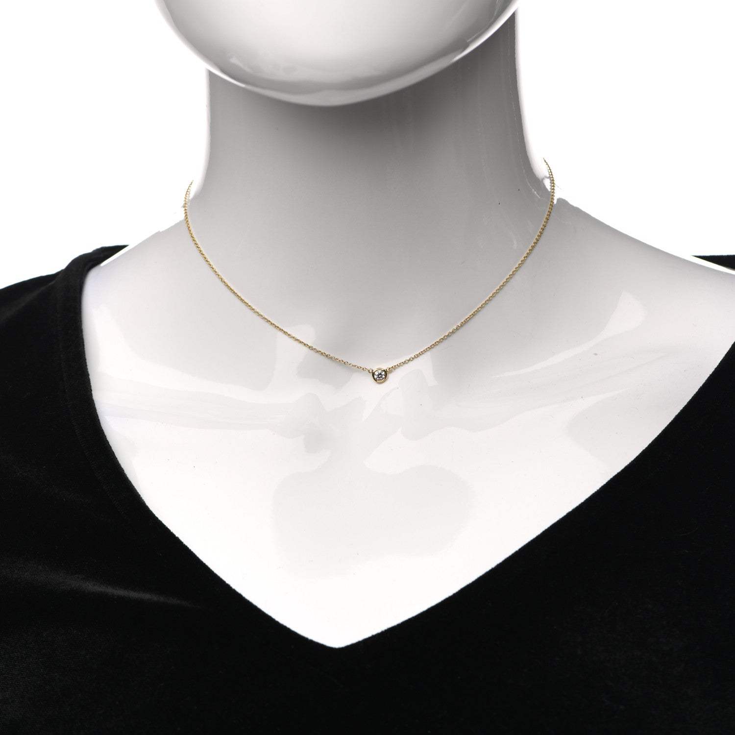 Tiffany 18K Yellow Gold Diamond .12ct Elsa Peretti Diamonds by the Yard Pendant Necklace 2 of 4
