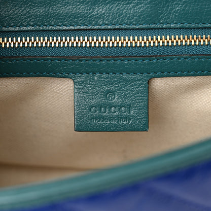 Gucci Azalea Calfskin Enamel Matelasse Diagonal Small Torchon GG Marmont Shoulder Bag Imperial Blue Pavone 6 of 11