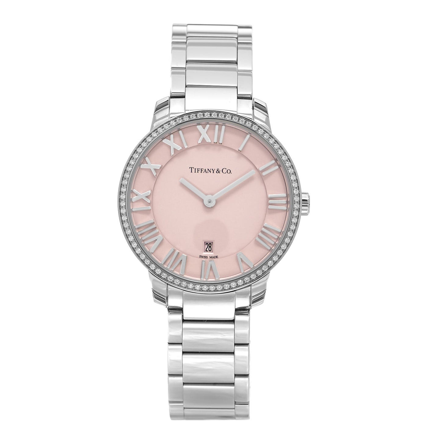 Stainless Steel Diamond Bezel 31mm Atlas 2-Hand Quartz Watch Pink