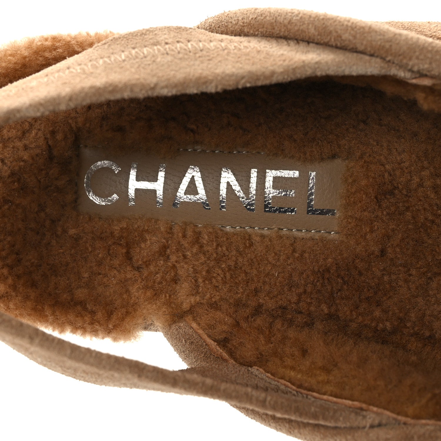 Chanel Suede Calfskin CC Slingback Loafers 38.5 Dark Beige 9 of 10