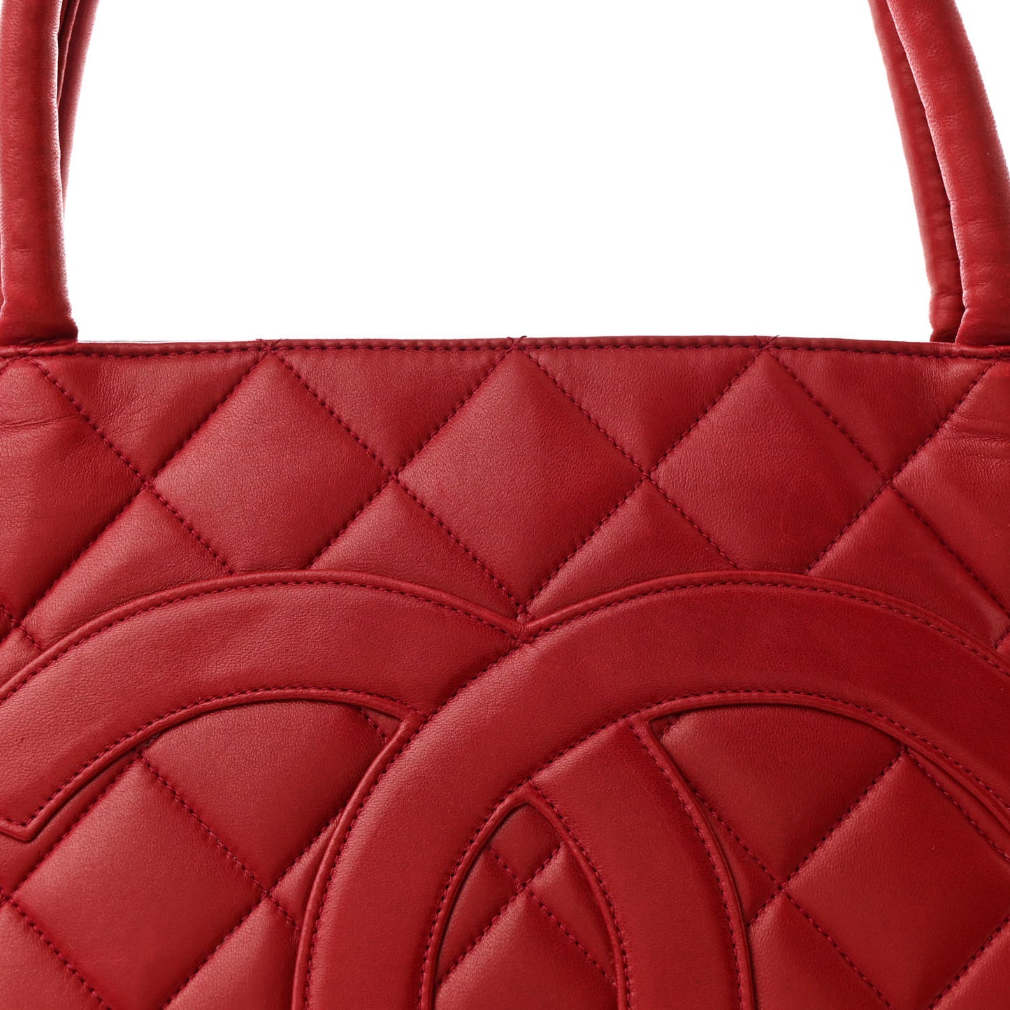 Lambskin Quilted Medallion Tote Red
