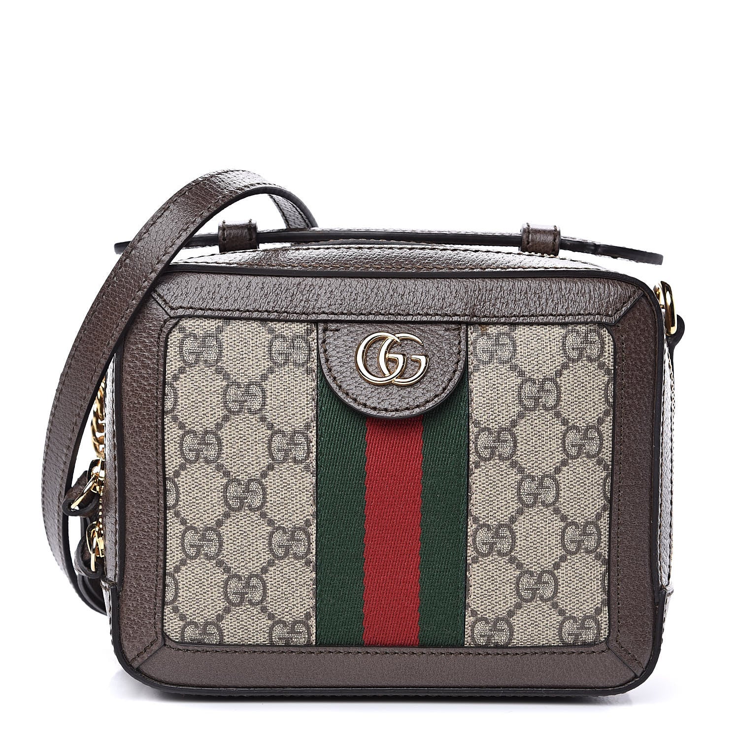Gucci GG Supreme Monogram Mini Ophidia Top Handle Shoulder Bag Brown 1 of 10