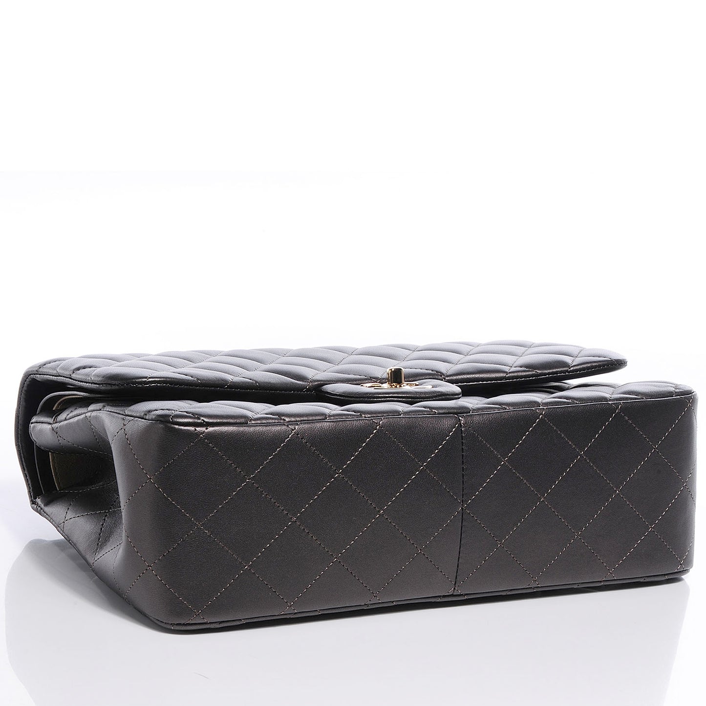 Lambskin Quilted Jumbo Flap Dark Metallic Grey