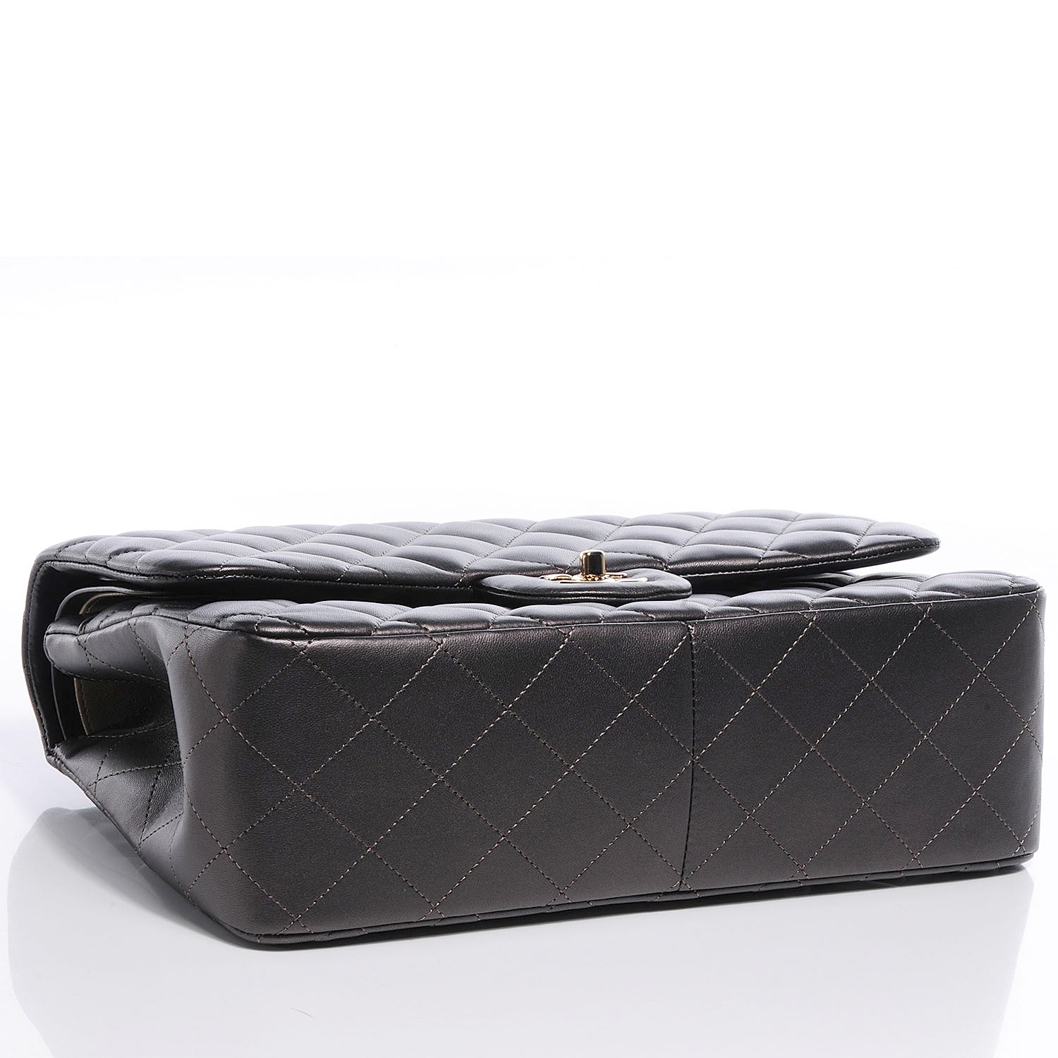 Chanel Lambskin Quilted Jumbo Flap Dark Metallic Grey 4 of 9