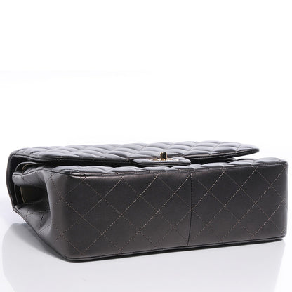 Chanel Lambskin Quilted Jumbo Flap Dark Metallic Grey 4 of 9