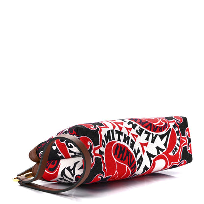 Valentino Garavani Calfskin Canvas VLogo Archive Manifesto Bandana Print Red Multicolor 7 of 10