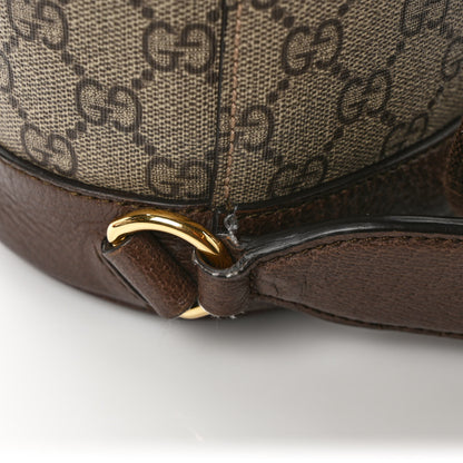 Gucci GG Supreme Monogram Equestrian Textured Dollar Calfskin Retro Interlocking G Buckle Backpack Beige Ebony Multicolor New Acero 9 of 9