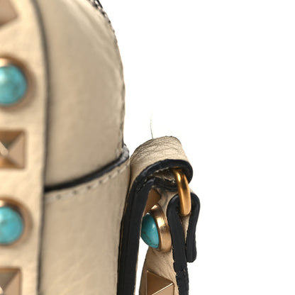 Valentino Garavani Grained Calfskin Turquoise Rockstud Rolling Camera Crossbody Bag Ivory 9 of 9