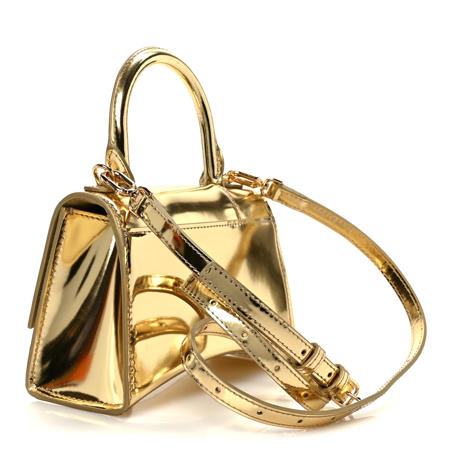 Balenciaga Metallic Calfskin Hourglass Top Handle Bag XS Gold 3 of 11