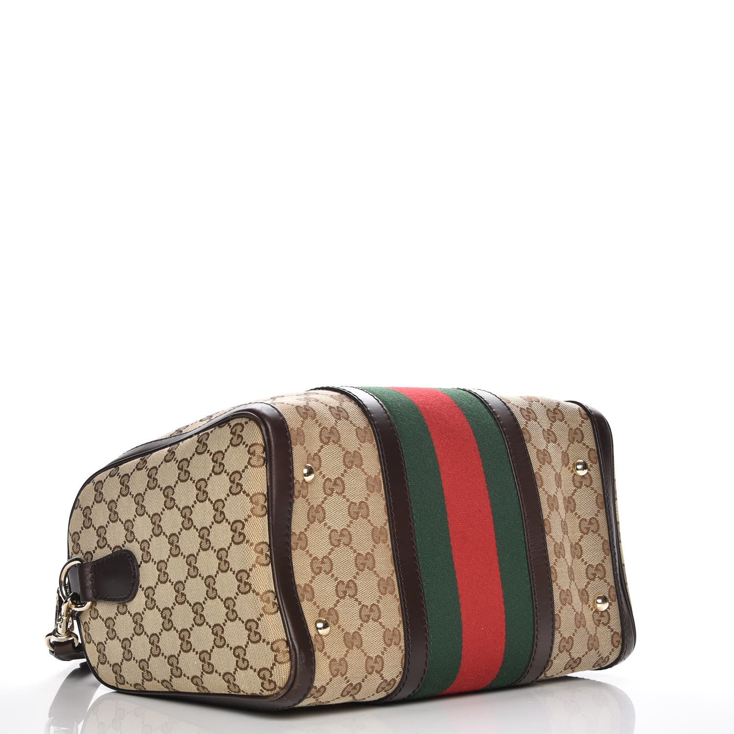 Gucci Monogram Vintage Web Medium Boston Dark Brown 5 of 12