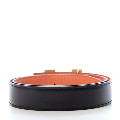 Hermes Box Togo 32mm Strie H Belt 85 Black Orange 2 of 6