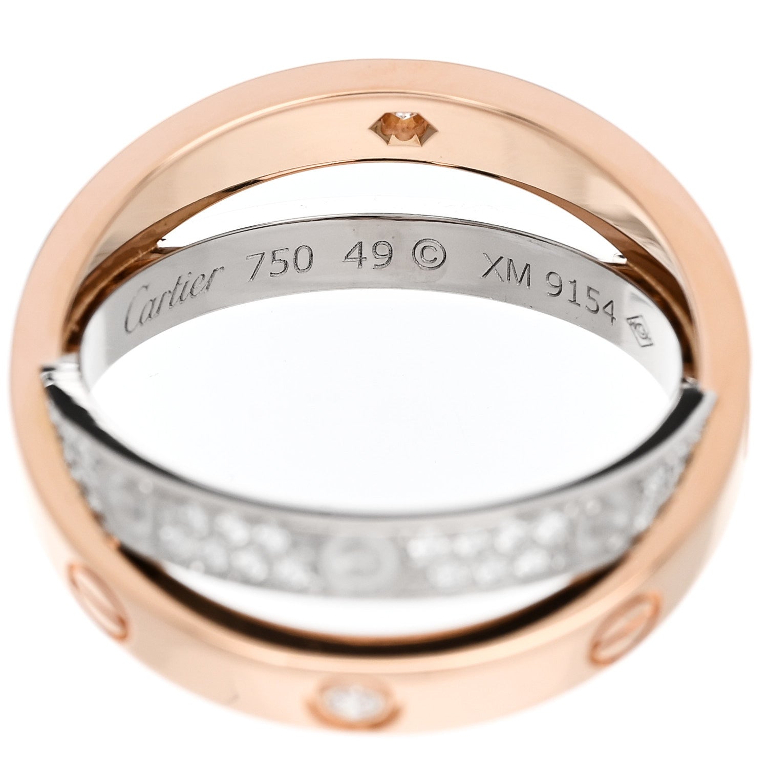 Cartier 18K Pink White Gold Diamond LOVE Pave Ring 49 5 1764771