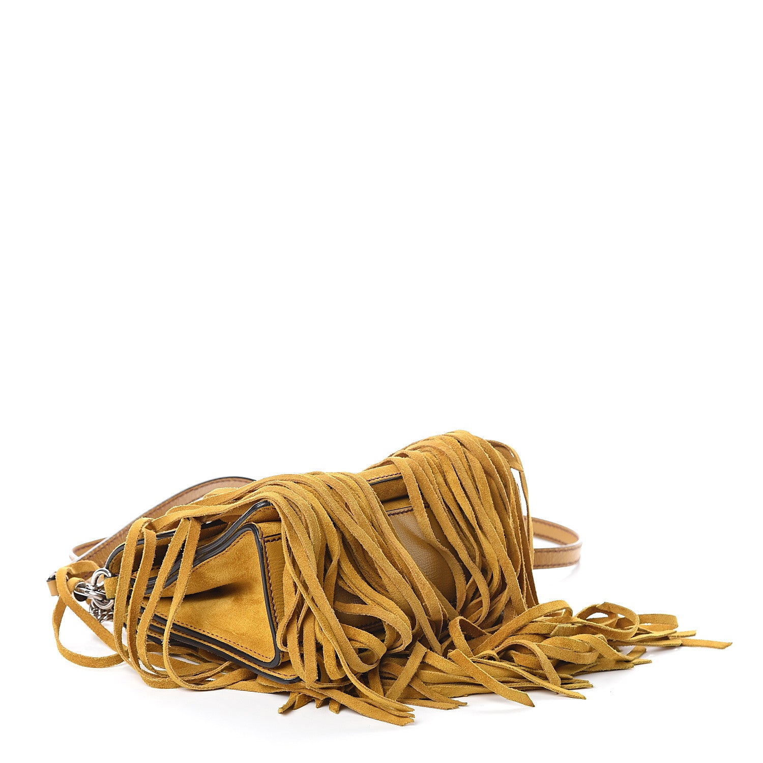 Givenchy Suede Fringe Small GV3 Shoulder Bag Yellow 3 of 8