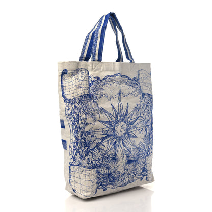 Christian Dior Canvas Print Cruise Tote Ivory Blue 2 of 7