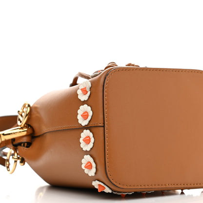 Fendi Vitello Liberty F is Fendi Floral Embellished Mini Mon Tresor Bucket Bag Caramello 8 of 9