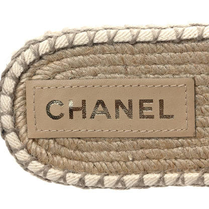 Chanel Denim CC Espadrille Mules 39 White Black 8 of 8