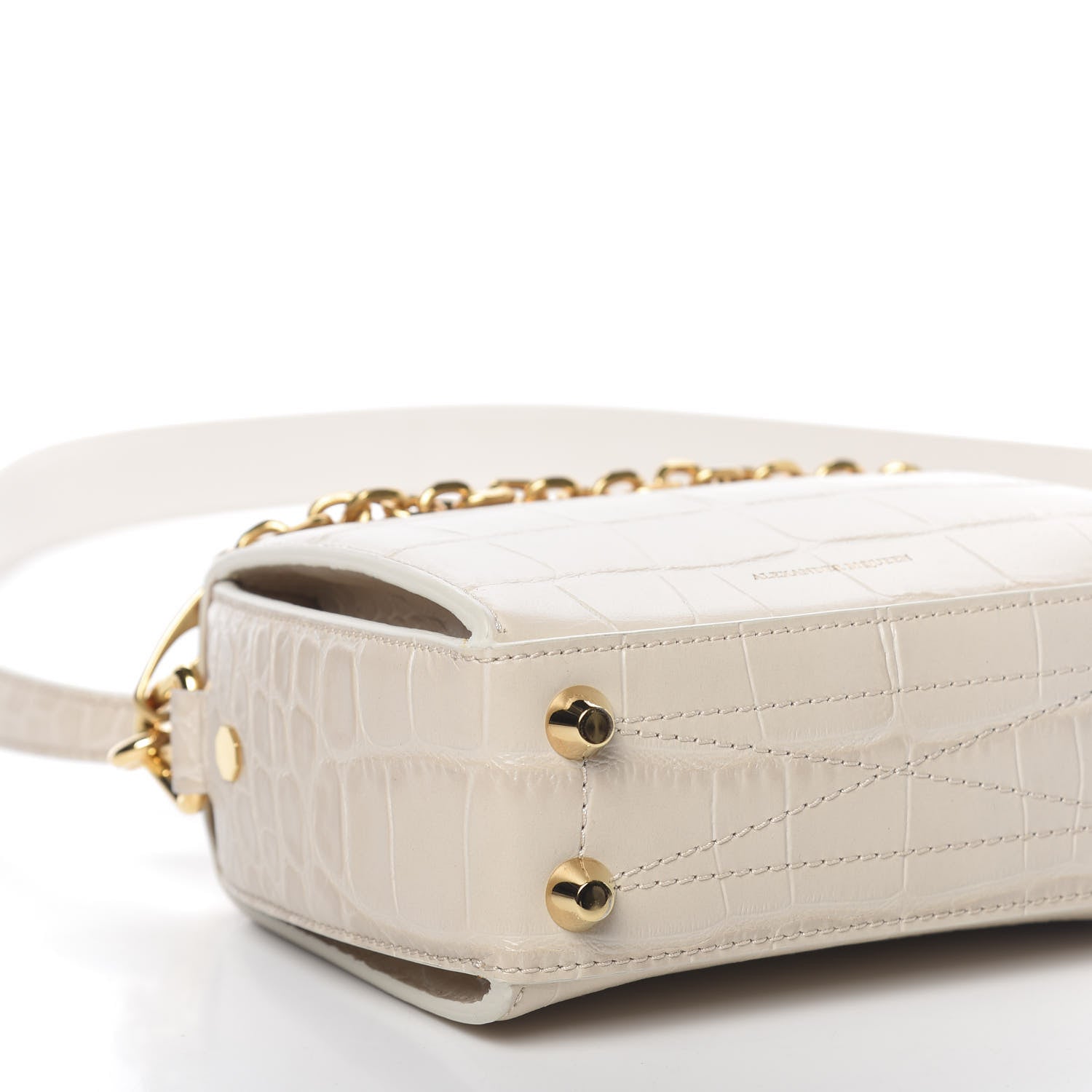 Alexander McQueen Calfskin Crocodile Embossed Box Shoulder Bag 16 Cream 8 of 9