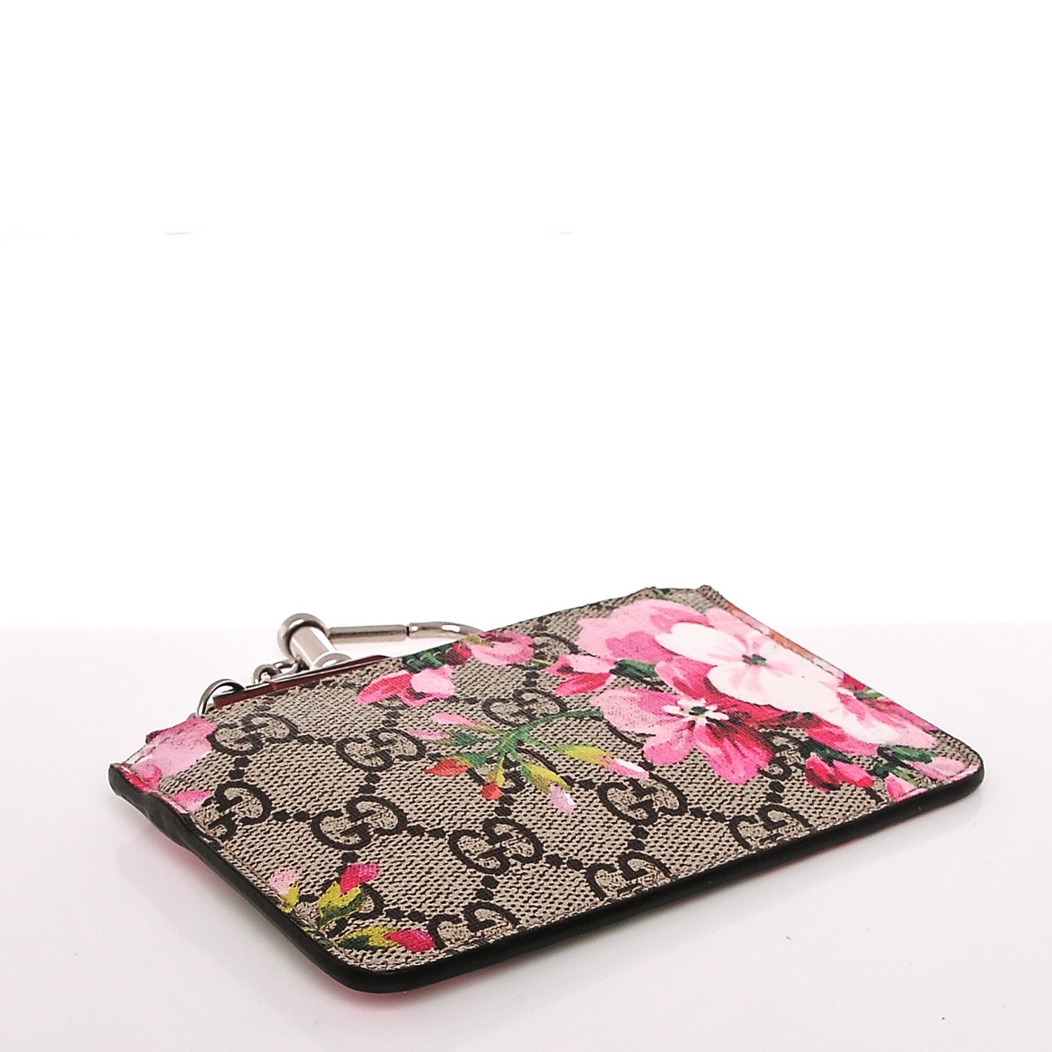 Gucci GG Supreme Monogram Blooms Key Ring Coin Case Beige Multicolor Dry Rose 4 of 6