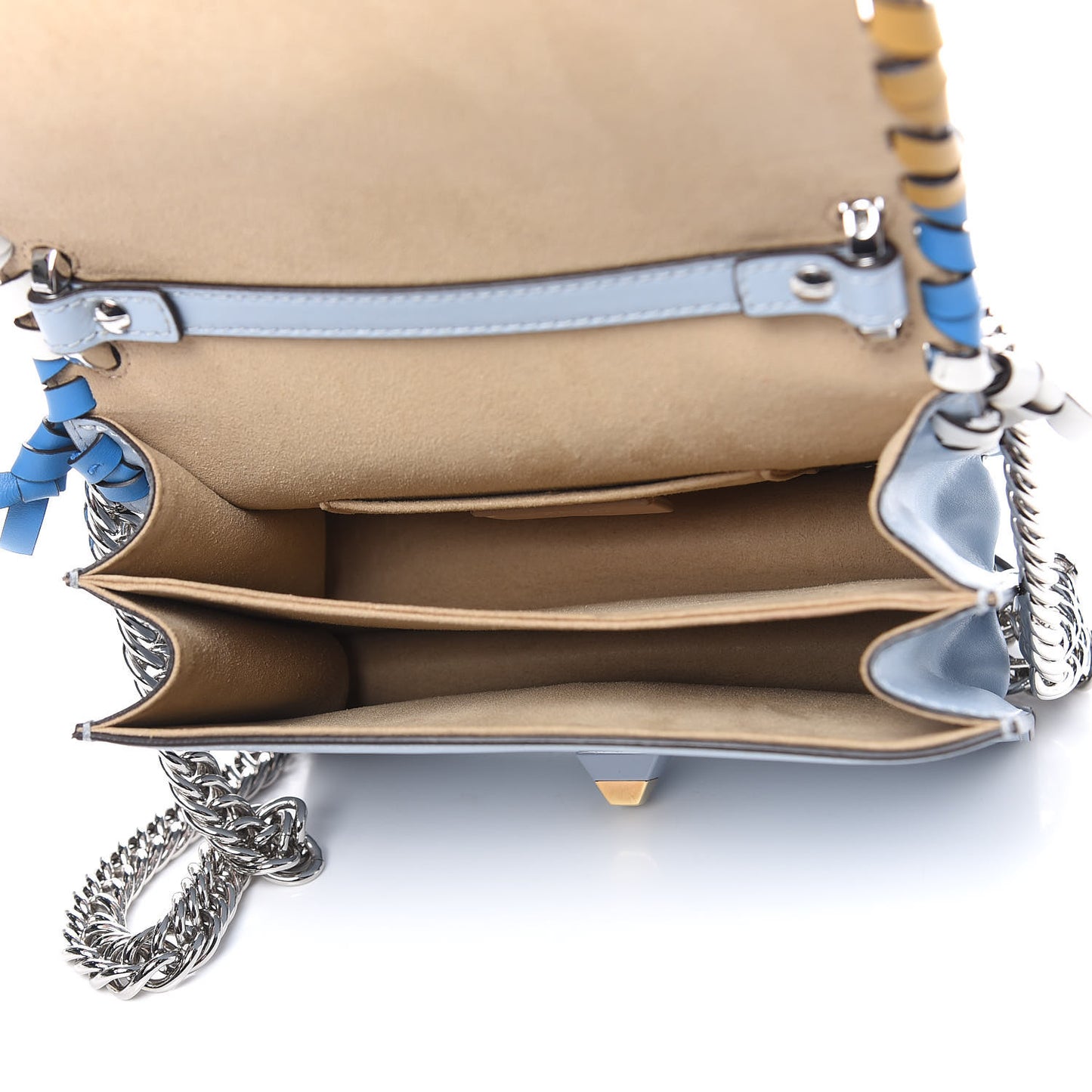 Vitello Liberty Whipstitch Bow Small Kan I Shoulder Bag Azzurro Polvere Multicolor