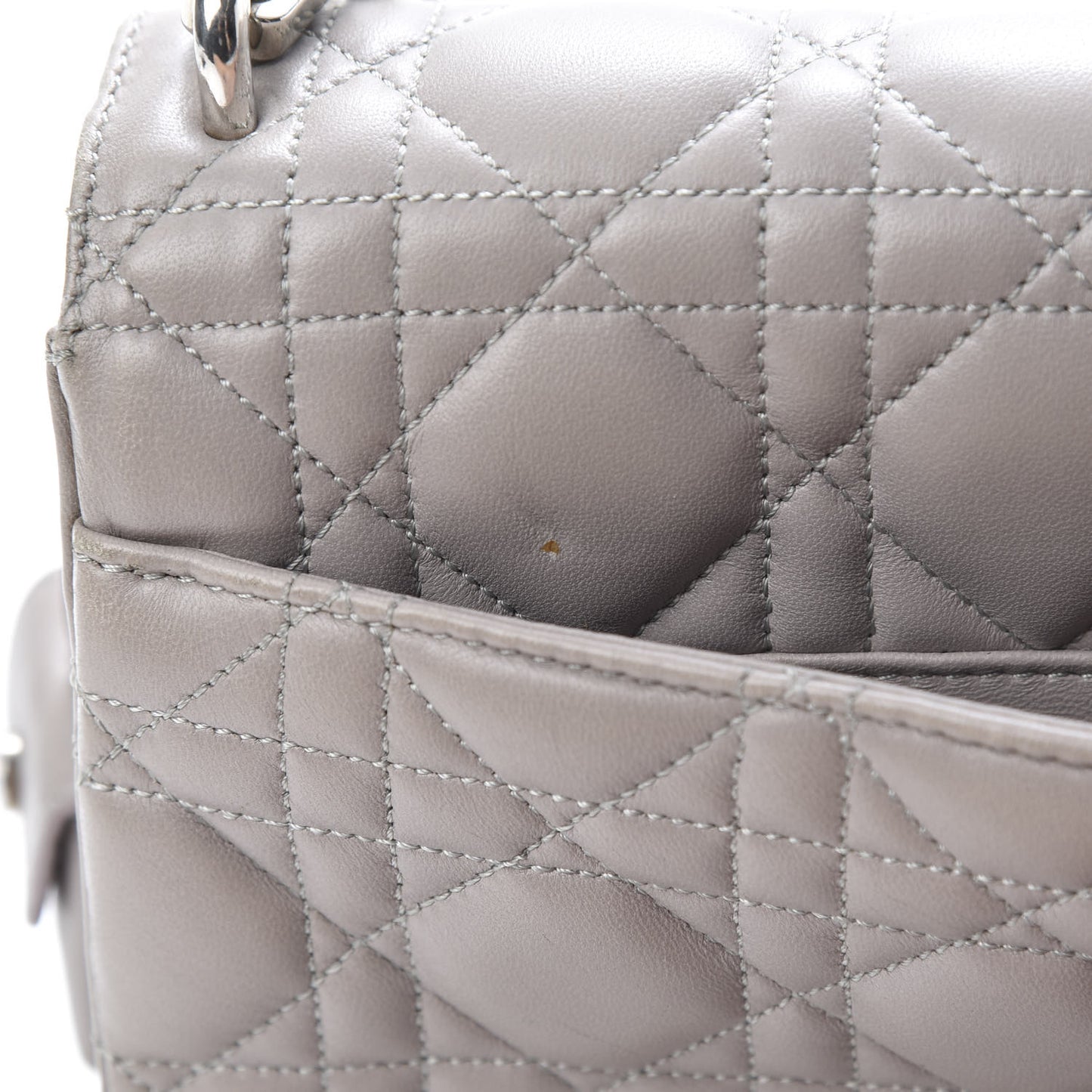 Lambskin Cannage Medium Miss Dior Flap Grey