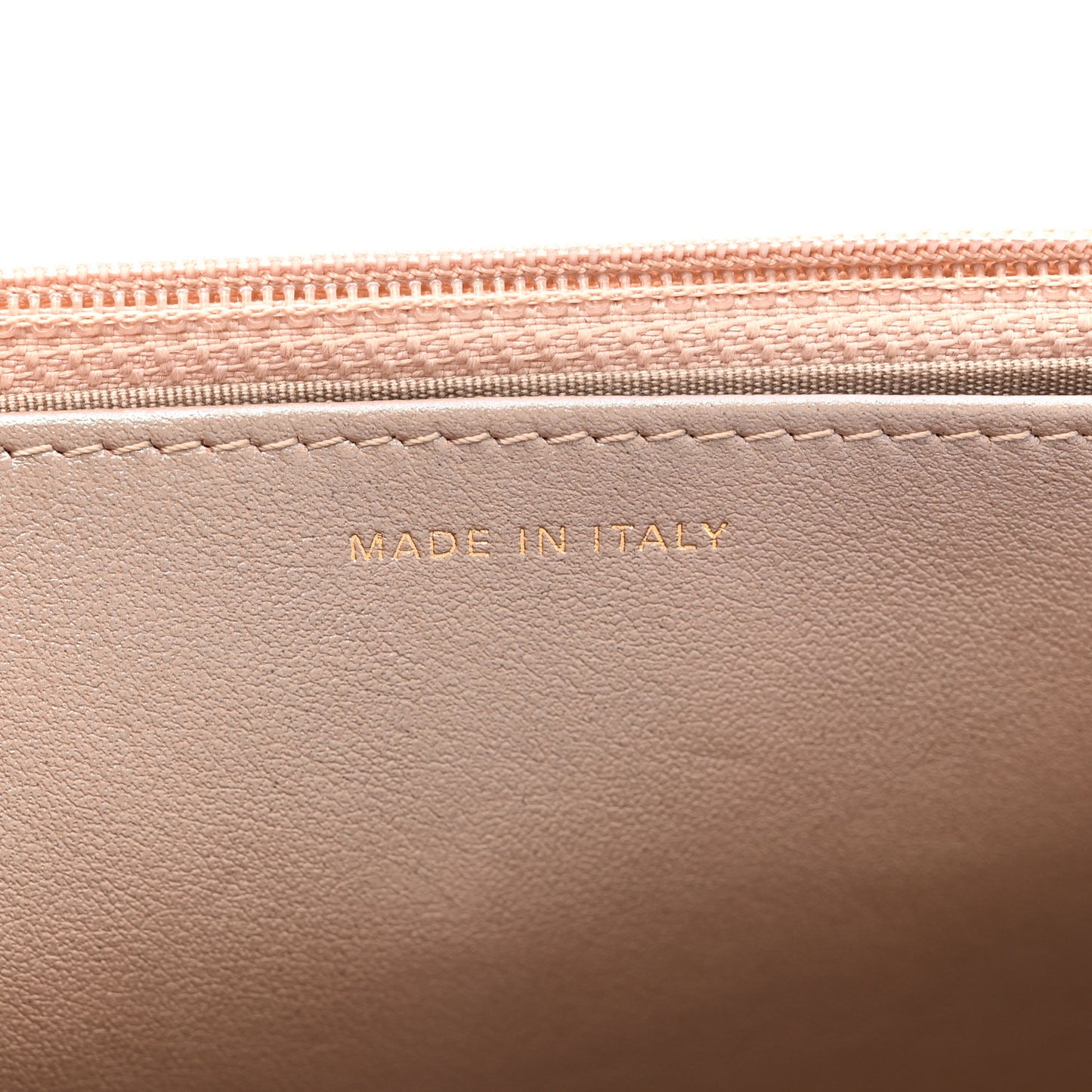 Iridescent Caviar Quilted Wallet on Chain WOC Beige