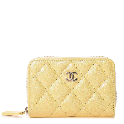 Chanel Caviar Quilted Zip Coin Purse Yellow 1 of 7