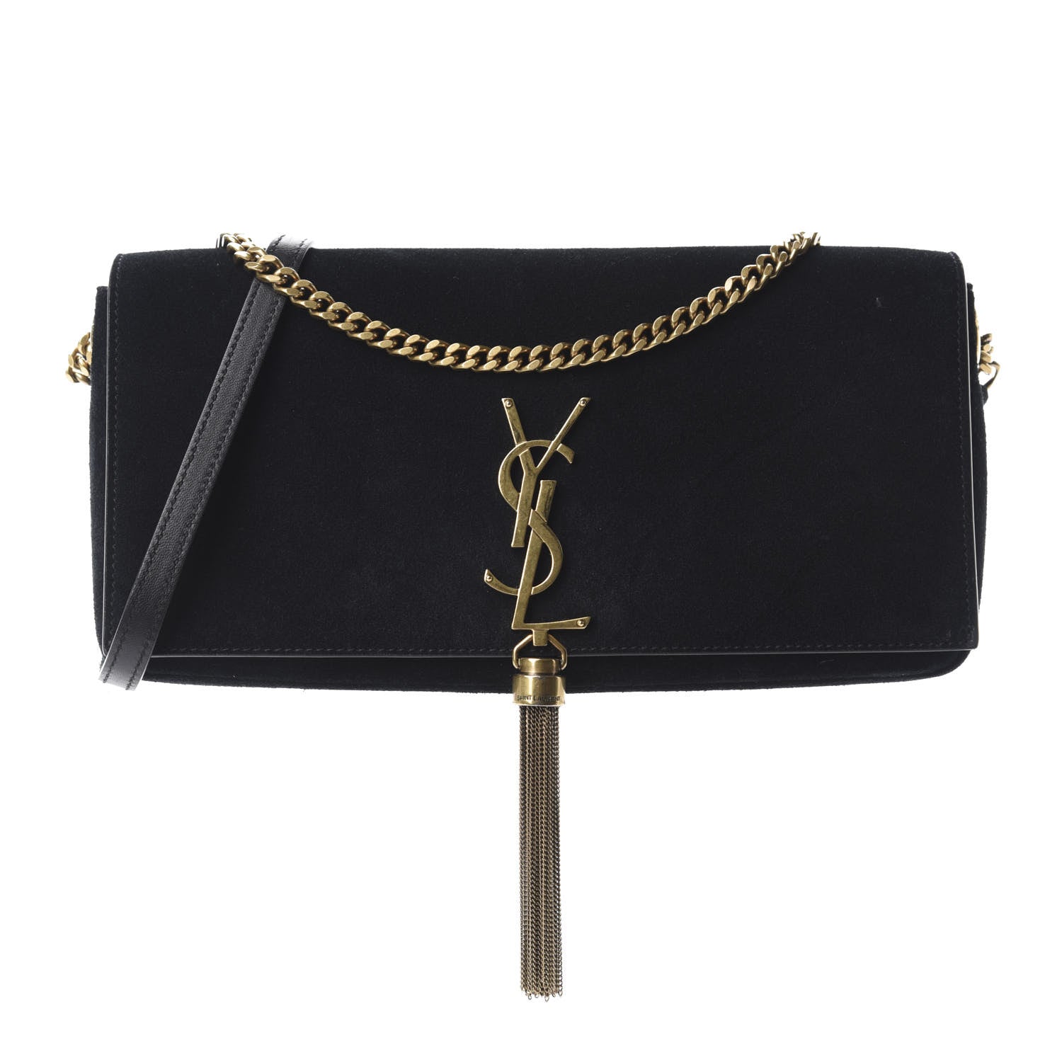 Saint Laurent Suede Monogram Tassel Kate 99 Baguette Bag Black 1 of 11