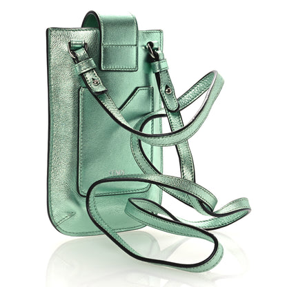Fendi Vitello Laminato FF Diamonds Phone Pouch Verde Chiaro 3 of 12