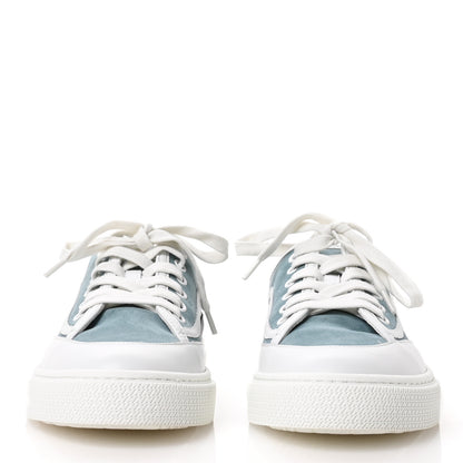 Hermes Suede Get Sneakers 37 Vert D'eau White 3 of 9