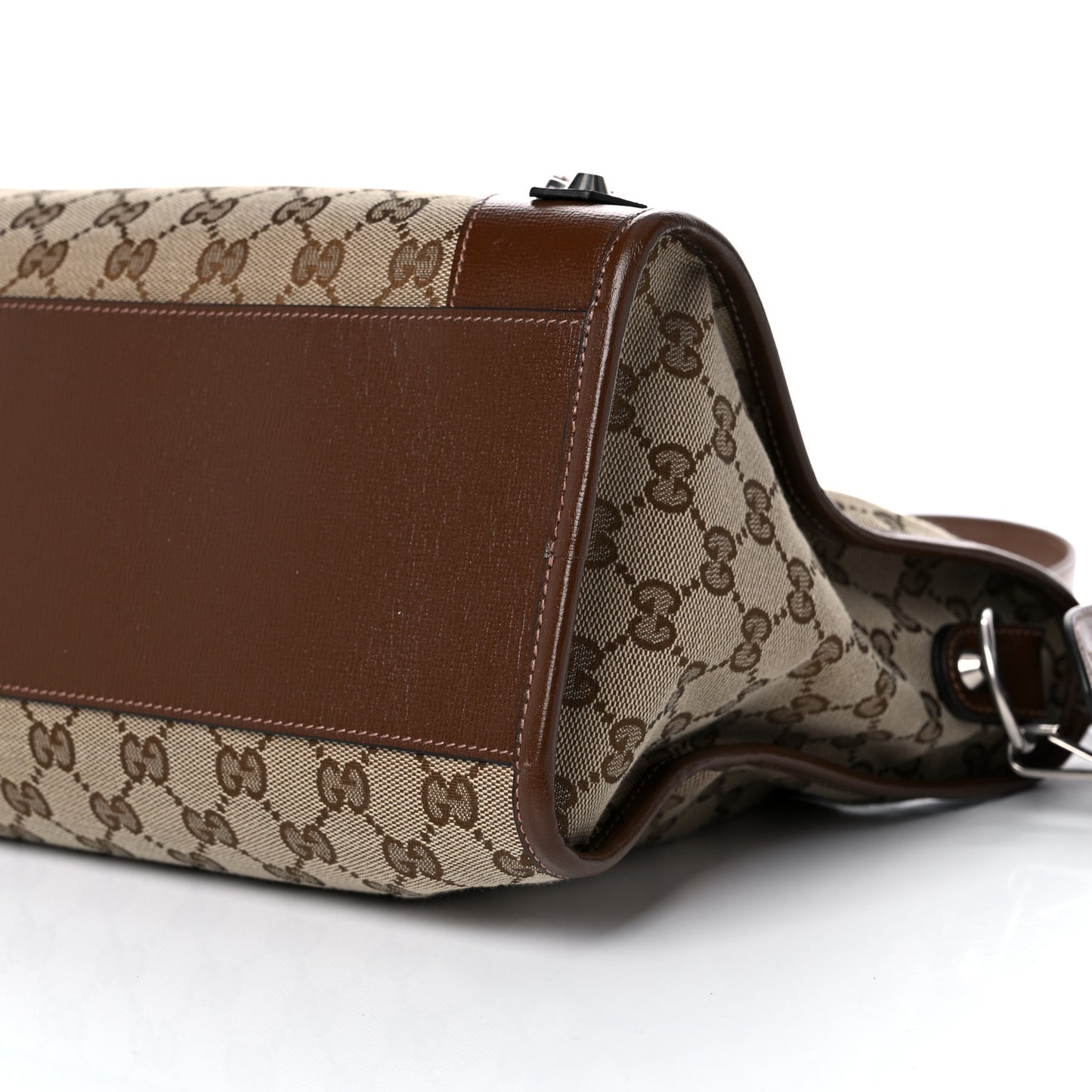 X GUCCI GG Monogram Azalea Calfskin Neo Classic Silver Hardware Medium City Beige Ebony Brown Sugar