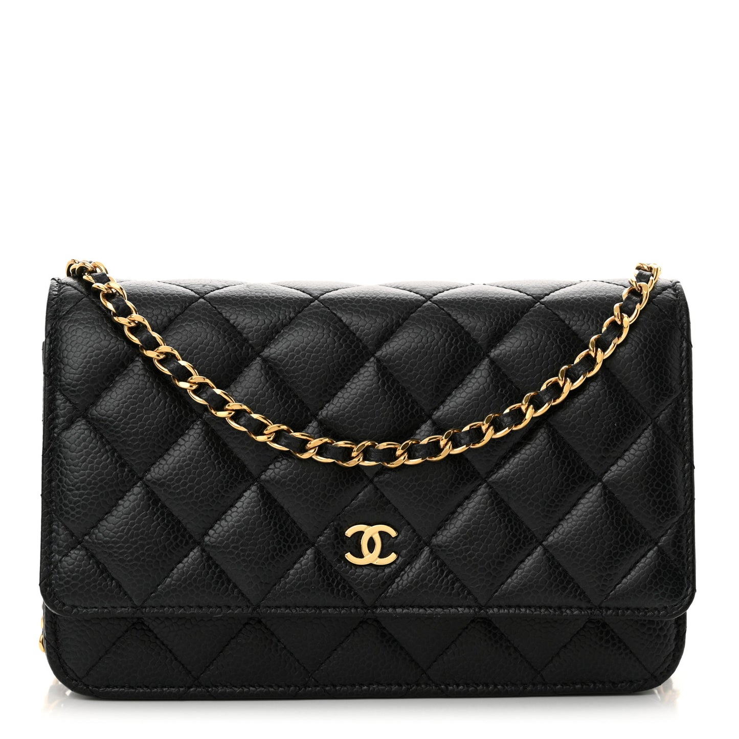 Caviar Quilted Wallet on Chain WOC Black