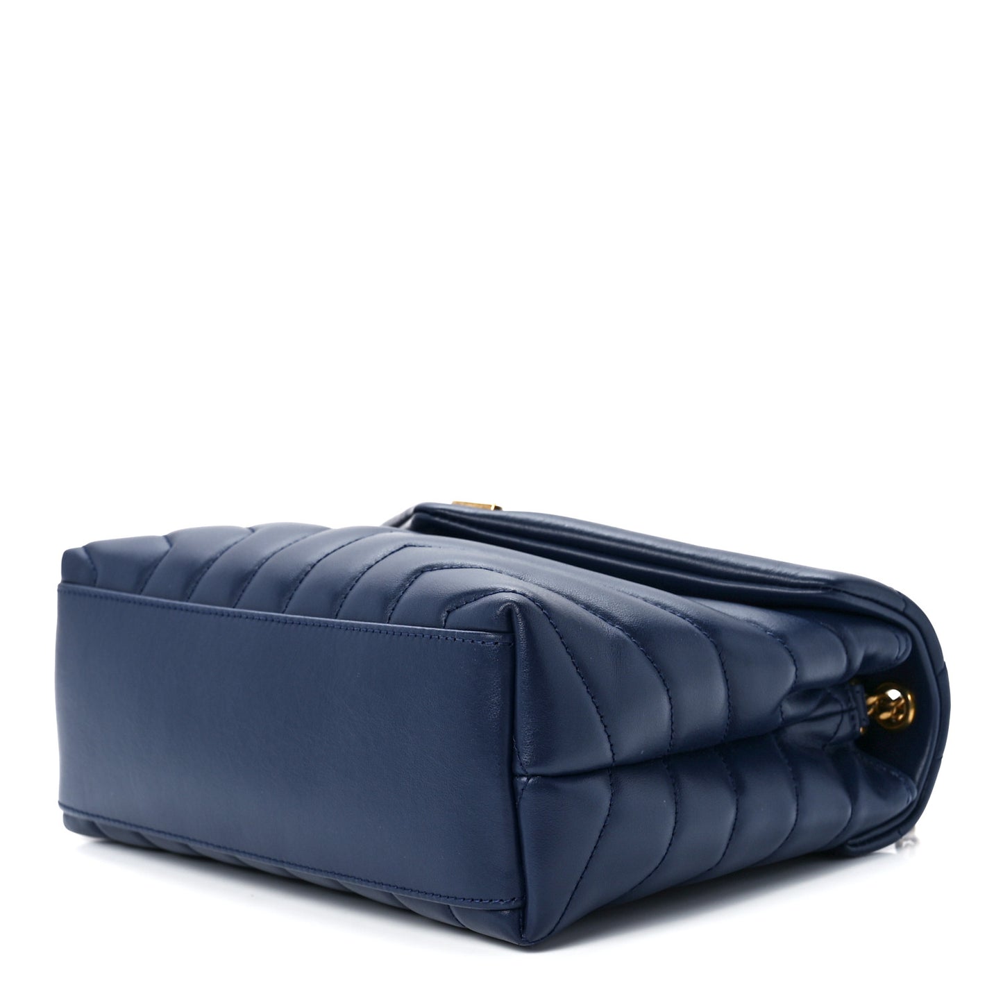 Calfskin Y Quilted Monogram Small Loulou Chain Satchel Blue Charron