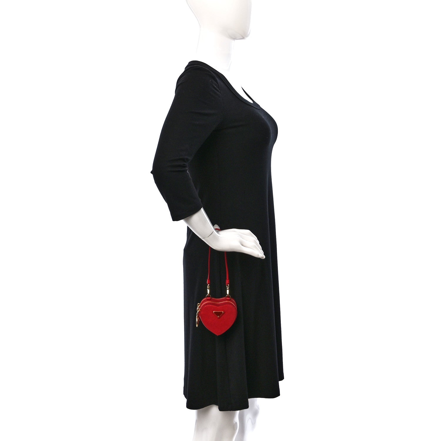 Prada Saffiano Mini Heart Pouch Fuoco 1319697 – FASHIONPHILE