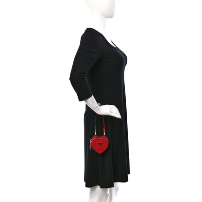 Prada Saffiano Mini Heart Pouch Fuoco 2 of 8