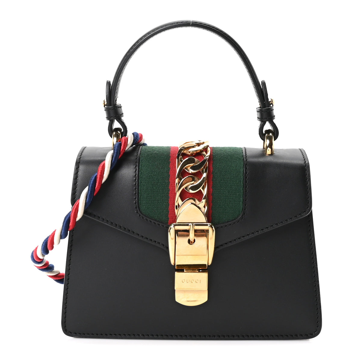 Gucci Calfskin Mini Sylvie Top Handle Bag Black 1 of 9