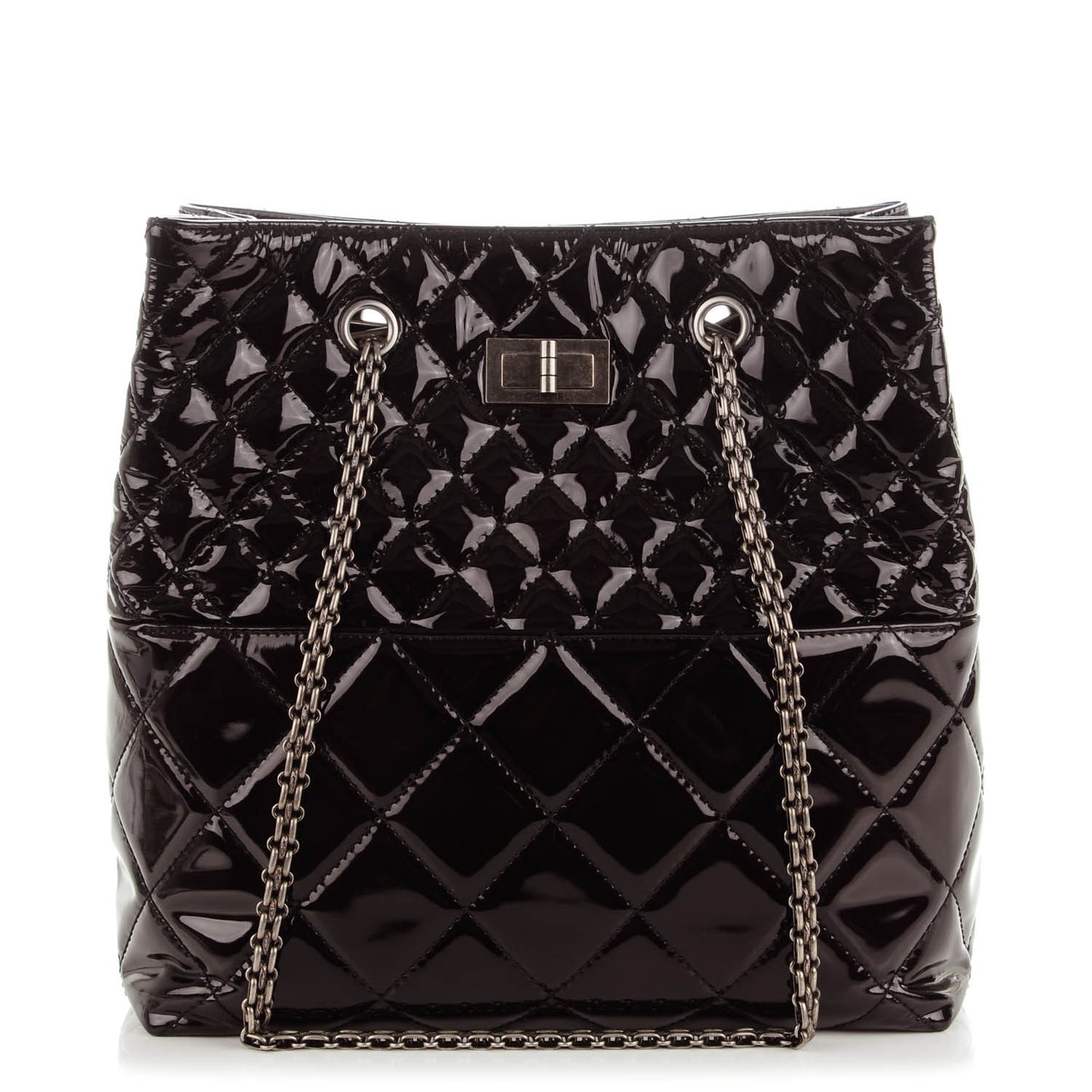 Patent Quilted Small Reissue 2.55 Tote Dark Burgundy